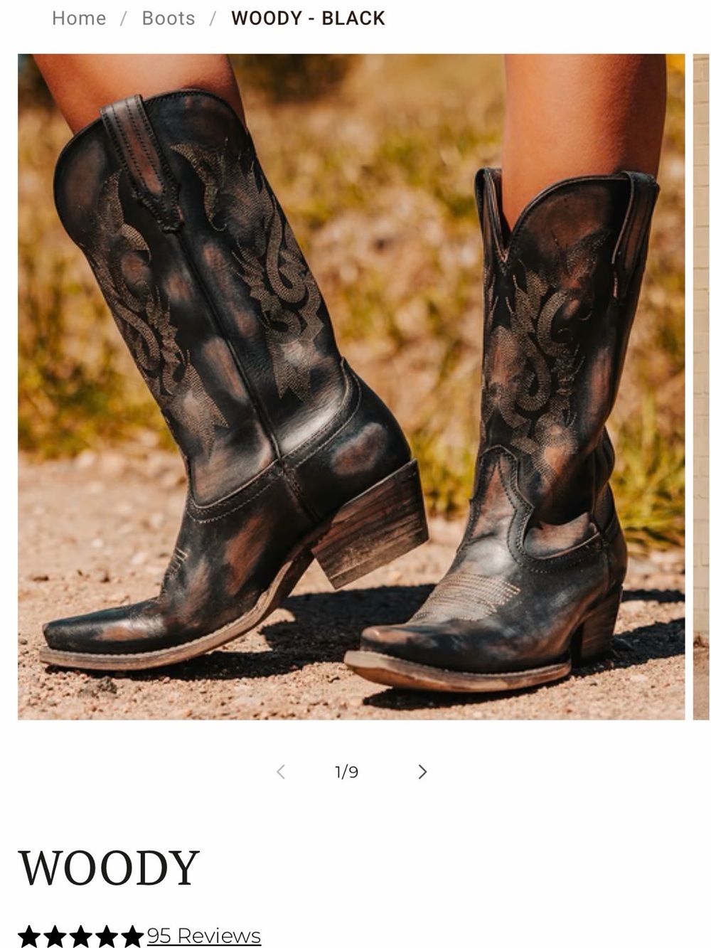 freebird Woody Distressed Black Western Heeled Boots